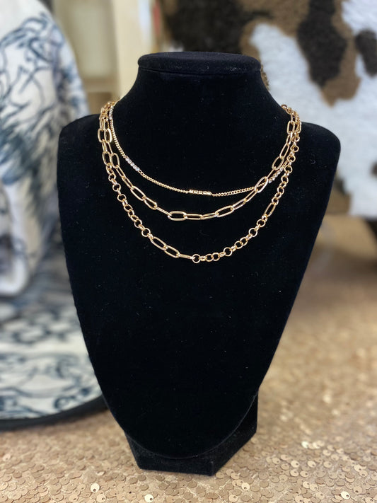 Gold Trilayered Chain